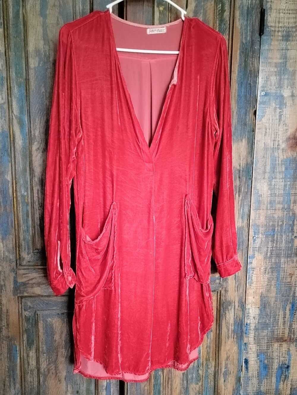 Free People x CP Shades Silk Blend Velvet Tunic Top Mini Dress S
